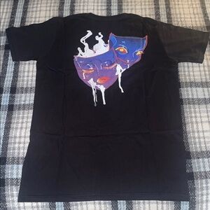 Black T-Shirt with Artistic Face Design